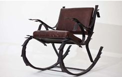 Steel And Leather Leaf Spring Rocking Chair 1 small