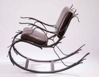 Steel And Leather Leaf Spring Rocking Chair 2 small
