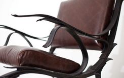 Steel And Leather Leaf Spring Rocking Chair 3 small