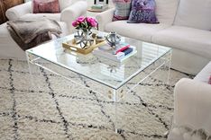 Lucite / Acrylic Coffee Table Frame With Gold Or Chrome Button Accents- Hand Crafted, Custom Sized 1 small