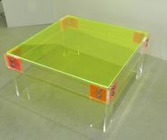 Lucite / Acrylic Coffee Table Frame With Gold Or Chrome Button Accents- Hand Crafted, Custom Sized 4 small
