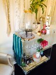 Bar Cart - Handcrafted Lucite/Acrylic Deluxe  With Button Accents 5 small