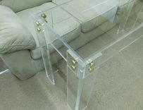 Lucite / Acrylic Console Table - Button Line Series - Hand Crafted, Custom Sizing Welcome 1 small