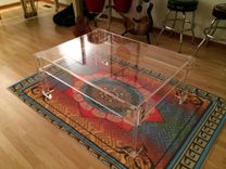 Lucite / Acrylic Coffee Table Frame With Gold Or Chrome Button Accents- Hand Crafted, Custom Sized 6 small
