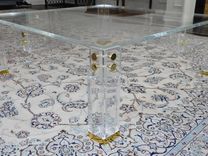 Lucite / Acrylic Coffee Table - Brass Accent , Button Line Style - Handcrafted, Custom Size Welcome 2 small