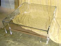 Coffee Table With Flange- Hand Crafted, Custom Built - Standard In 3/4" Thick Clear Acrylic 4 small