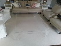Coffee Table With Flange- Hand Crafted, Custom Built - Standard In 3/4" Thick Clear Acrylic 6 small