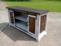 Handmade Tv Console Storage Cabinet Sliding Doors Perfect For Tv Up To 8ft Long Tv Stand 3 small