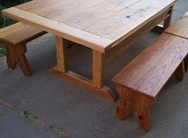 Rustic Oak Trestle Table And Benches 3 small