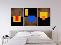 3 Panel Art 72x40 - Wood Wall Art, Abstract Painting, Modern Art, Home Decor 2 small