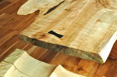 Dining Table - Extremely Curly Maple Slab Table 2 small
