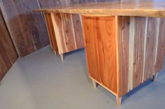 7' Maple Crotch Desk With Aromatic Cedar Drawers And Ebony Pulls 2 small