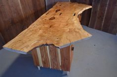 7' Maple Crotch Desk With Aromatic Cedar Drawers And Ebony Pulls 3 small