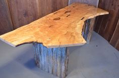 7' Maple Crotch Desk With Recycled Corrugated Metal Bases 1 small