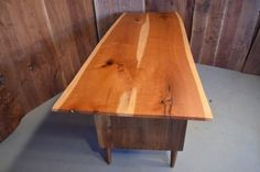 8' Cherry Slab Custom Desk With Walnut Drawers And Ebony Butterflies. 2 small