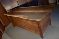 7' Walnut Book Matched Slab Desk With 3 Vertical Drawers 2 small