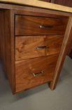 7' Walnut Book Matched Slab Desk With 3 Vertical Drawers 4 small