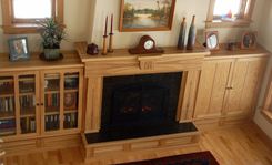 Figured Ash Arts & Crafts Fireplace Bookcase Entertainment Center 4 small