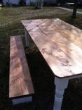 Pine Farmhouse (Harvest) Dining Tablewith 2 Benches 2 small