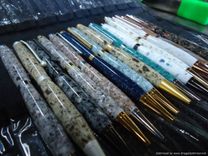 Handmade Wooden, Acrylic, Poly Resin, Or Corian Granite Slimline Twist Pen, Black Ink, Cross Refill 1 small