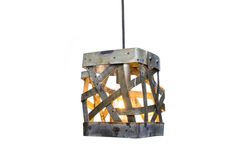 Wine Barrel Ring Pendant Light - Kotak - Made From Retired California Wine Barrel Rings 2 small