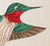 Birds - Quilled Cardinal Miniature Wall Art Framed 4 small