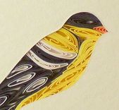 Birds - Quilled Cardinal Miniature Wall Art Framed 3 small