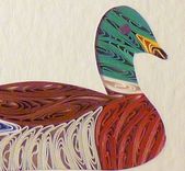 Ducks - Quilled Hooded Merganser Miniature Wall Art Framed 3 small