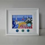 Original Framed Acrylic Cat Painting, 9 1/2" X 7 1/2" 1 small