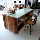 #11 Assorted Reclaimed Red Wood Reception Desk 2 small