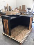 #3 Reclaimed Torched Pine Wood  L Shaped Reception Desk Or Sales Counter 5 small