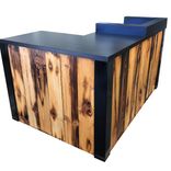 #3 Reclaimed Torched Pine Wood  L Shaped Reception Desk Or Sales Counter 1 small