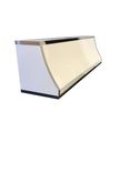 #22 Custom Powder Coated White Range Hood With Polished Stainless Steel Straps 1 small