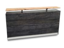 #2 White Reception Desk Or Sales Counter With Distressed Reclaimed Wood And Live Edge Riser 3 small