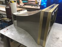 #55 Polished Crown Range Hood With Brass Straps 6 small