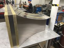 #55 Polished Crown Range Hood With Brass Straps 5 small