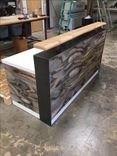 #64 White Desk Top Distressed Wood Desk With Riser Piece 3 small