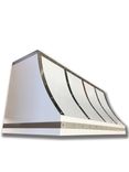 #69 Powder Coated White Steel Range Hood With Brushed Straps And Stainless Rivets 1 small