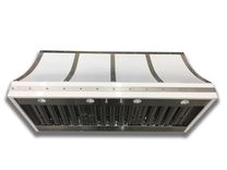 #69 Powder Coated White Steel Range Hood With Brushed Straps And Stainless Rivets 2 small