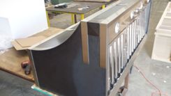#70 Black Hot Rolled Steel Range Hood With Custom Squares And Brushed Stainless Steel Straps 4 small