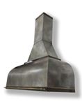 #82 Mottled Zinc Hood With Brass Straps And Pot Rail 1 small