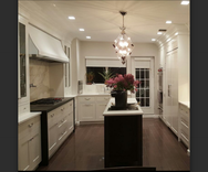 #22 Custom Powder Coated White Range Hood With Polished Stainless Steel Straps 3 small