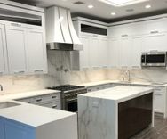 #96 White Powder Coated Range Hood With Mirrored Crown And Straps 1 small