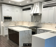 #96 White Powder Coated Range Hood With Mirrored Crown And Straps 2 small