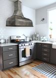 #82 Mottled Zinc Hood With Brass Straps And Pot Rail 2 small