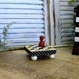Whimsical Check Mini Riser Checkerboard Tile Chessboard Riser Handpainted Decor 3 small
