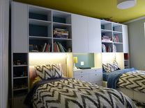 Modular Wall Unit With Twin Beds Lighting And Desk Top. 1 small