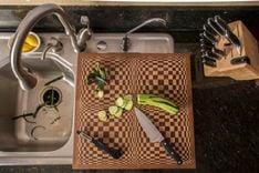 Butterfly Pattern Maple, Cherry, And Walnut Cutting Board 7 small