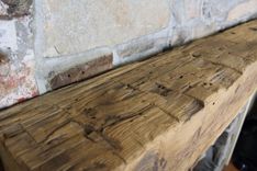 Hand Hewn Authentic Reclaimed Barn Wood Fireplace Mantel 6 small