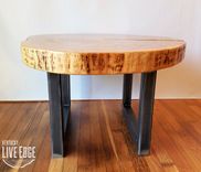 Round Coffee Table- Live Edge- Industrial- Tree Slice- Log- Rustic- Side Table- End- Maple 5 small